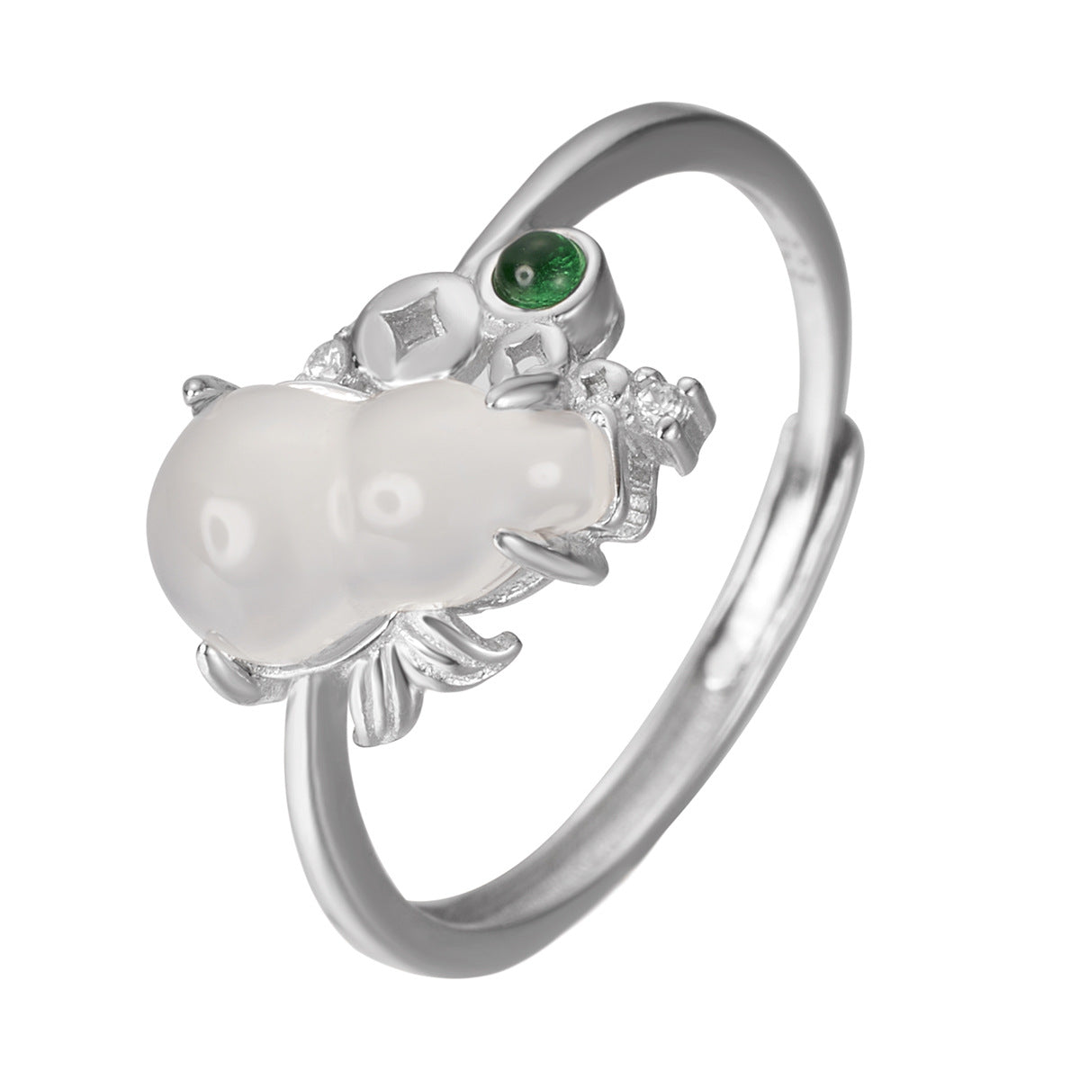 Damen Ring mit kreativem Design aus grünem Halbedelstein und Zirkonia Shop Nory