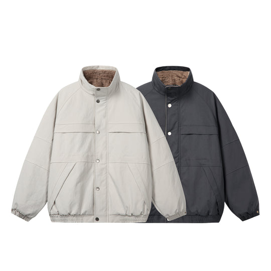 Unisex Kurz geschnittene Boxy-Pufferjacke mit hochschließendem Kragen und Teddy-Innenfutter Shop Nory