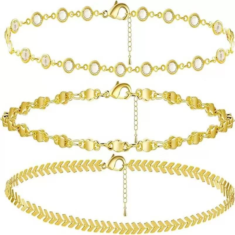 Damen elegantes Fußkettchen mit funkelnden Zirkonia-Elementen Shop Nory