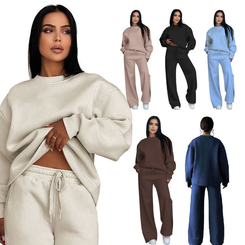 Damen nan Lounge-Set mit Oversize-Rundhalsausschnitt und hochgeschnittener Jogginghose mit weitem Bein Shop Nory