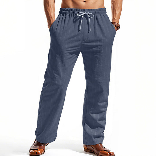 Herren nan Nadelstreifen-Freizeithose mit elastischem Bund, Kordelzug und geradem Schnitt Shop Nory