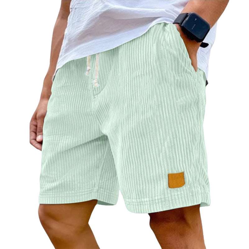 Herren nan Feincord-Shorts mit elastischem Tunnelzugbund, Kordelzug und tiefen Eingrifftaschen Shopnory