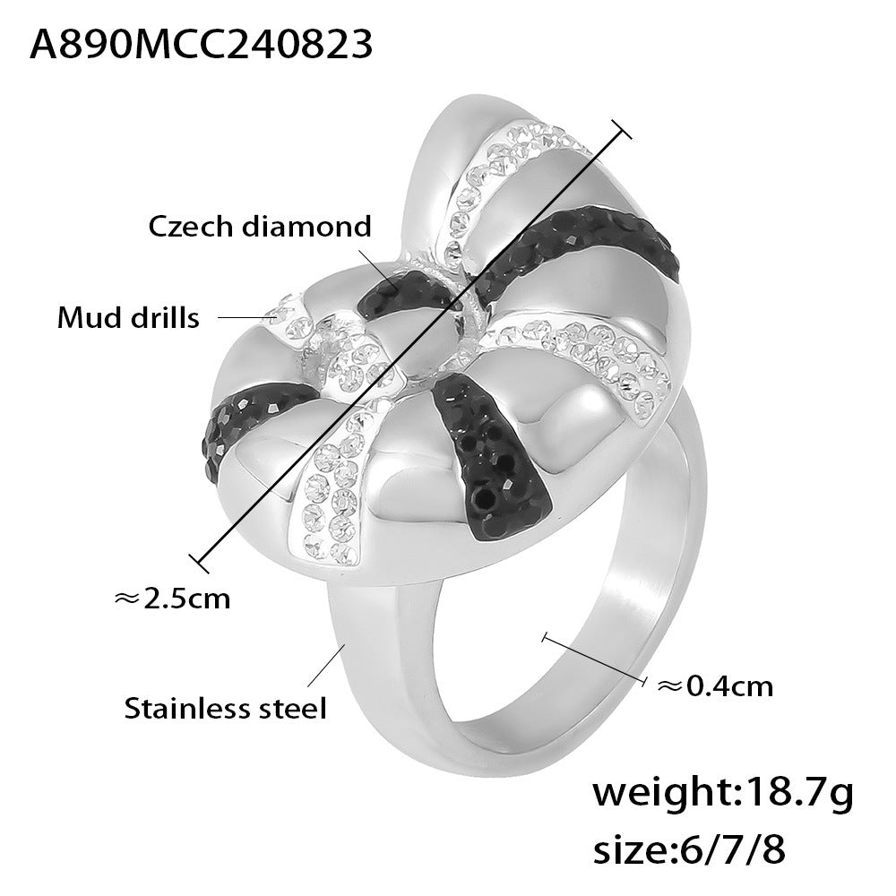Damenring mit exquisiter Gestaltung aus Edelstahl und tschechischen Diamanten Shop Nory