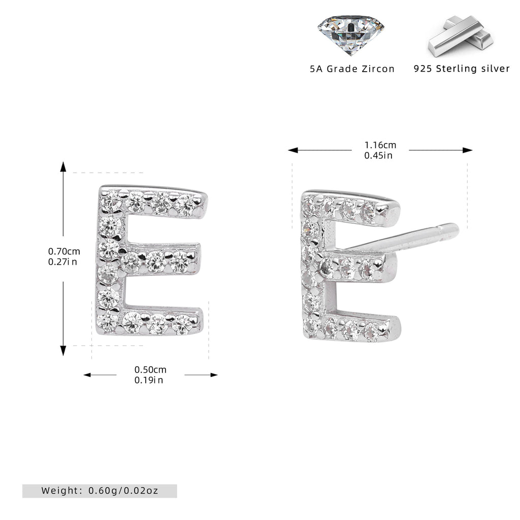 Damen Ohrstecker aus 925 Sterling Silber mit luxuriösem Zirkonbuchstaben R Shop Nory