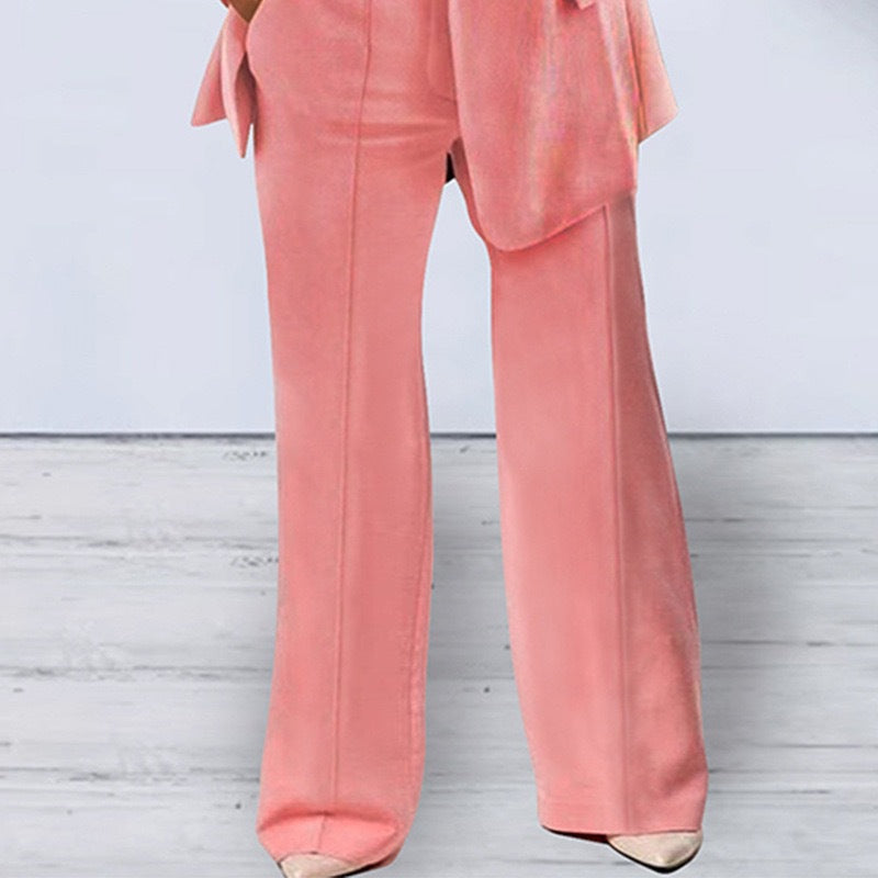 Damen elegantes und lockeres Blazerset mit weiten Hosen