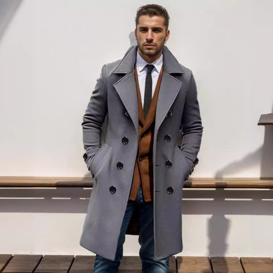 Herren Doppelreihiger Wollmantel mit breitem Revers und taillierter Silhouette Shop Nory