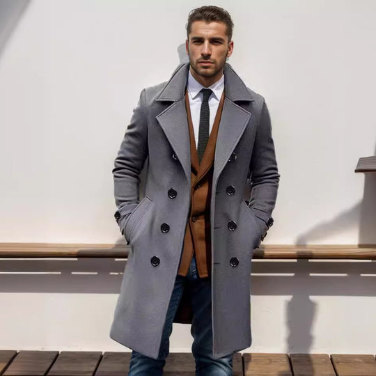 Herren Doppelreihiger Wollmantel mit breitem Revers und taillierter Silhouette Shop Nory