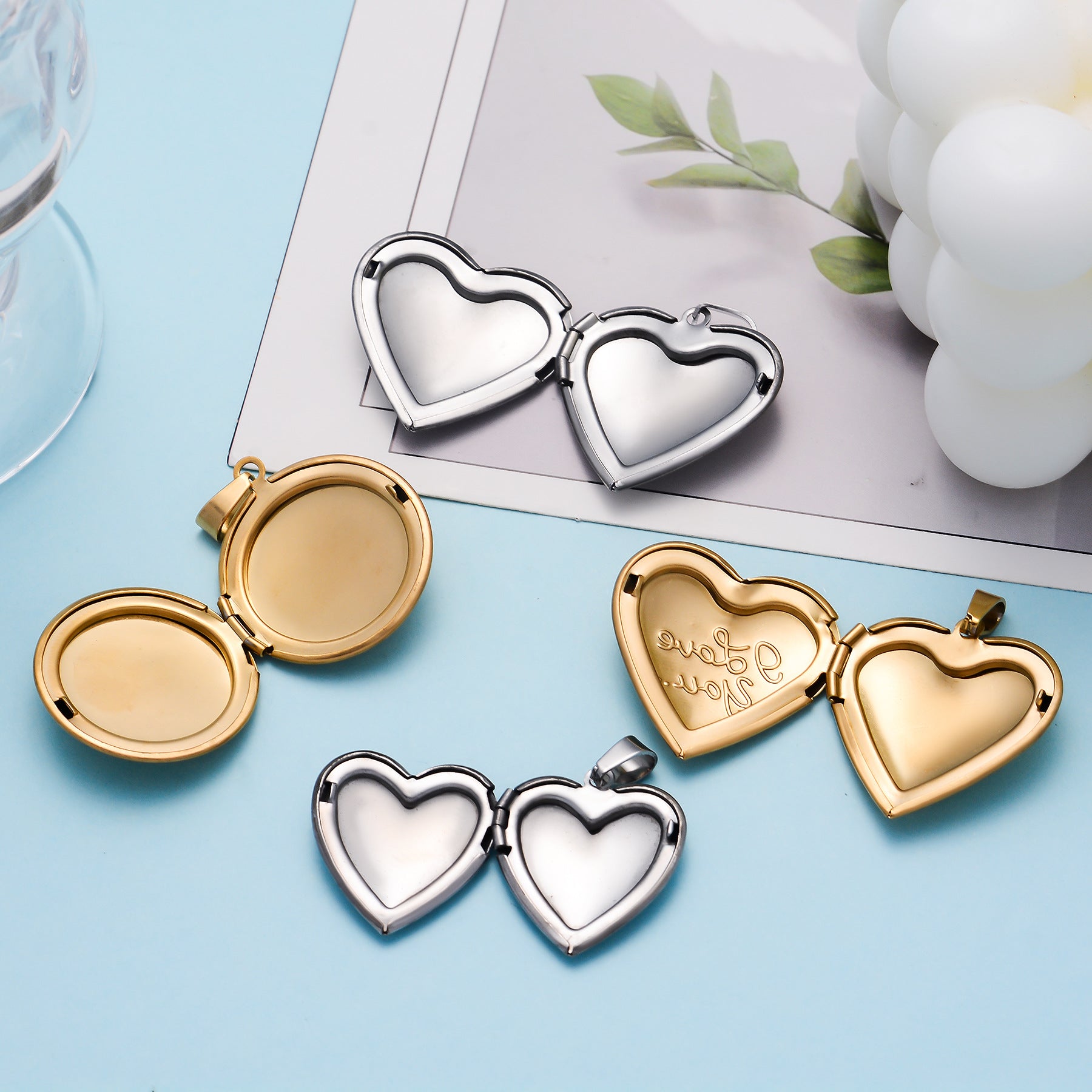 Damen hochwertiger Medaillon Anhänger aus Edelstahl Shop Nory