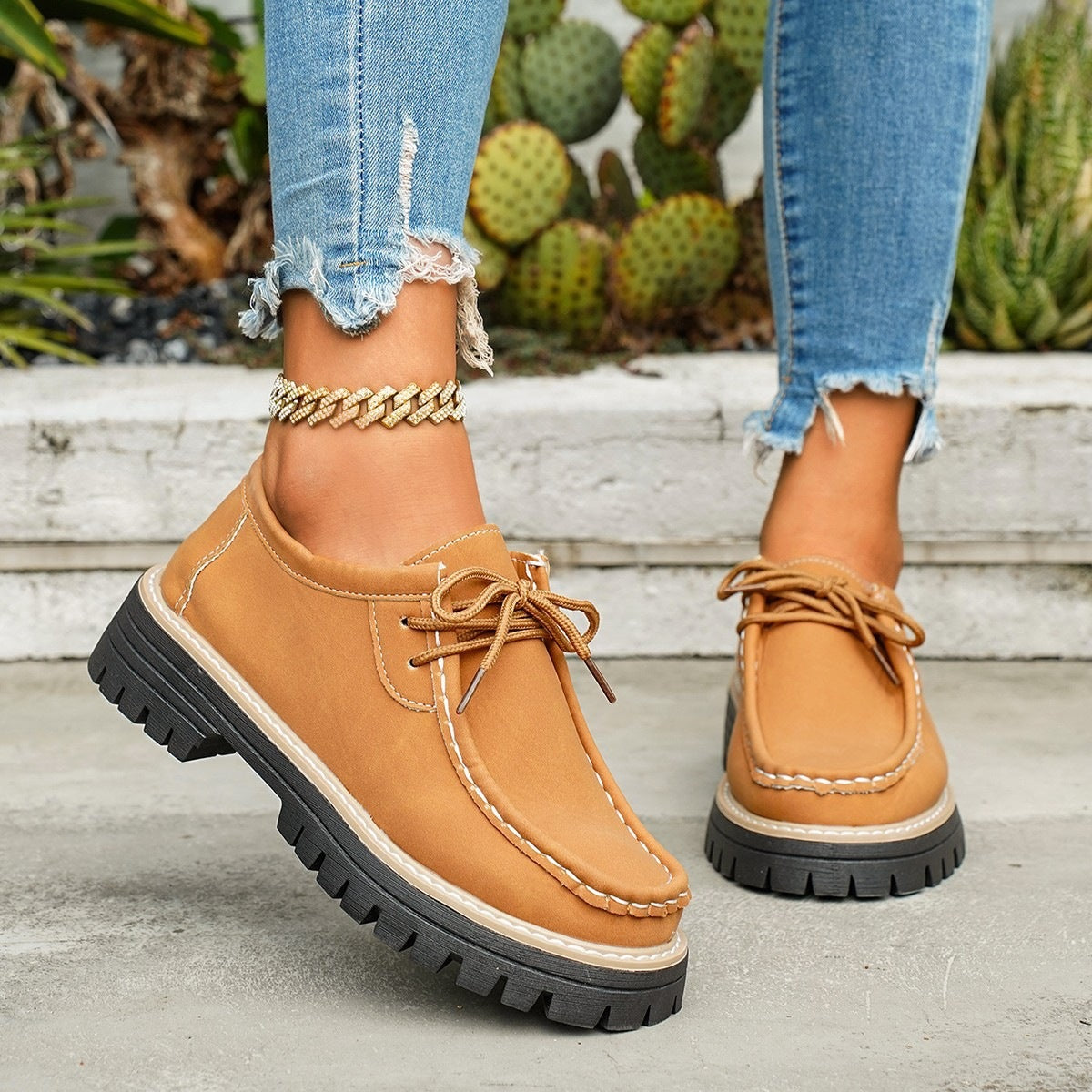 Damen Robuste Comfort-Schnürschuhe