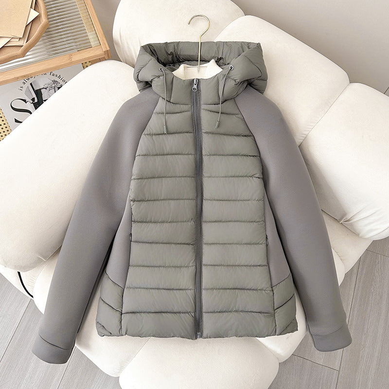 Damen nan gesteppte Hybridjacke mit Kapuze, Softshell-Ärmeln und leichter Thermoisolierung Shop Nory