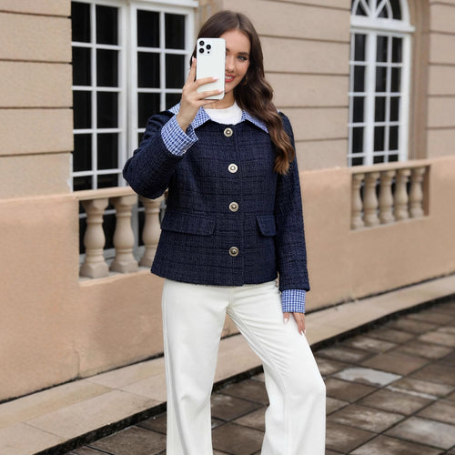 Damen Kurzjacke aus Bouclé mit integrierter Hemdkragen-Optik Shop Nory