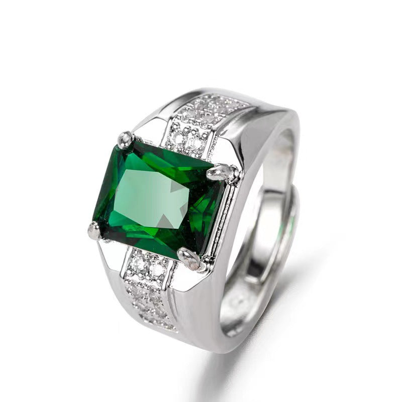 Große smaragdschliff Edelstein Statement Ring mit Pavé-besetztem Band