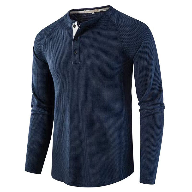 Herren nan strukturiertes Henley-Langarmshirt mit Waffelstruktur, Halbknopfleiste und Raglanärmeln Shop Nory