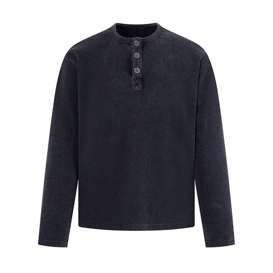 Herren Waffelstrick-Henleyshirt mit Knopfleiste und lässigem Regular-Fit Shop Nory