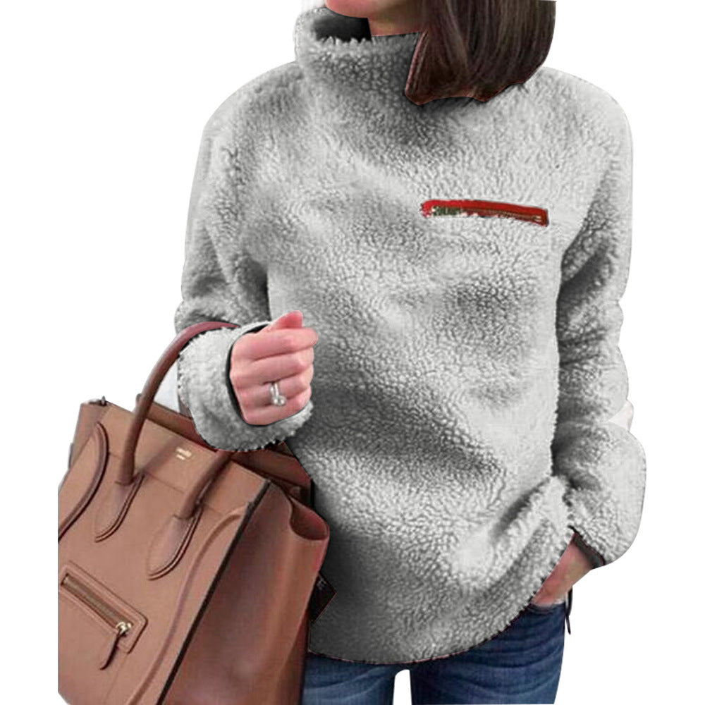 Damen Fleece-Pullover mit hohem Kragen und femininer Passform