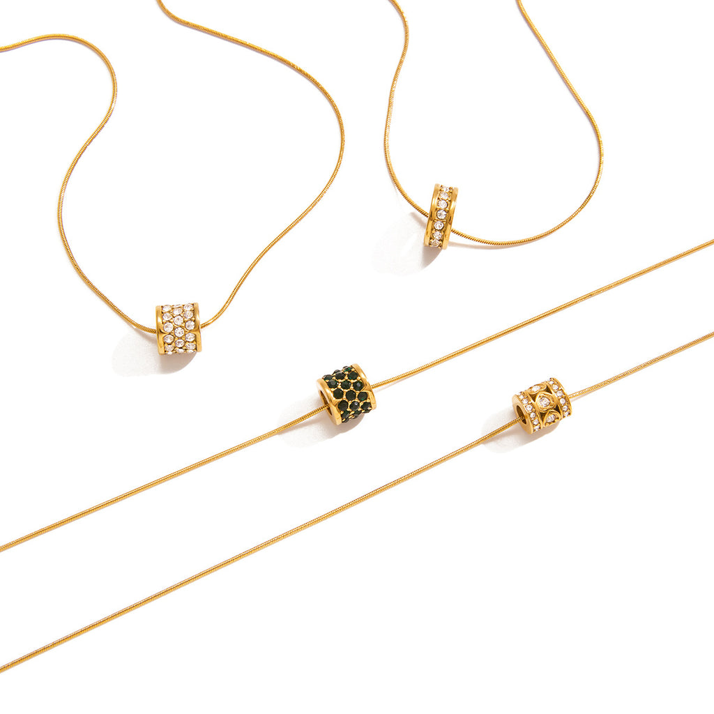 Damen elegante Edelstahl Halskette mit funkelndem Zirkonanhänger Shop Nory
