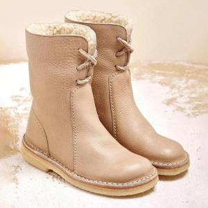 Damen Lederstiefel mit komfortablem Innenfutter und modischem Riemen Shopnory