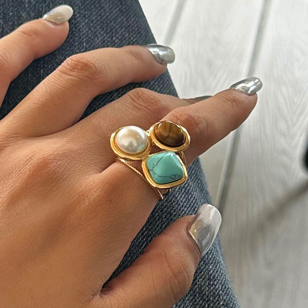 Damen Offenes Ringarmband mit drei funkelnden Edelstein-Akzenten Shop Nory