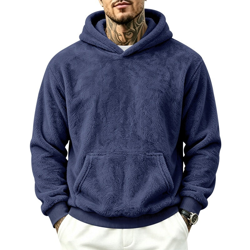 Herren Kuscheliger Fleece-Hoodie mit Kängurutasche und geripptem Saum Shop Nory