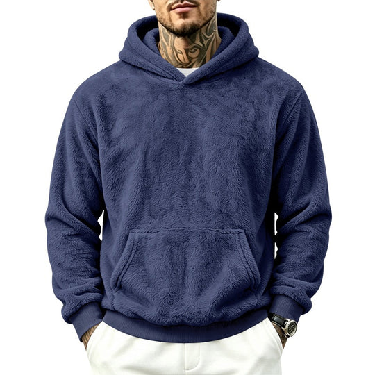 Herren Kuscheliger Fleece-Hoodie mit Kängurutasche und geripptem Saum Shop Nory
