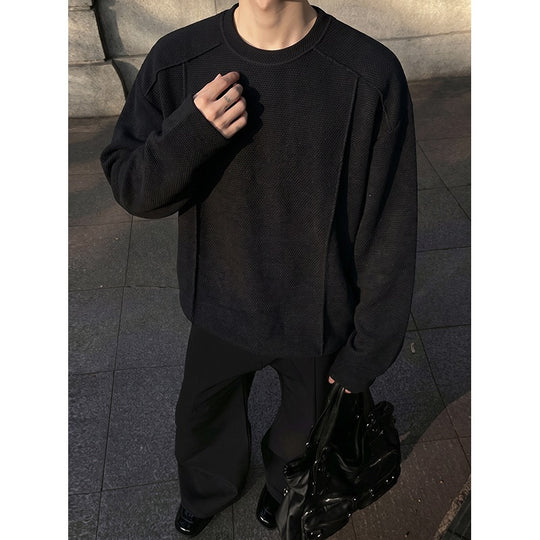 Herren Oversize Waffelstrick-Pullover mit Rundhalsausschnitt Shop Nory