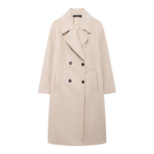 Damen Doppelreihiger Wollmix-Mantel mit Oversize-Schnitt und Reverskragen Shop Nory