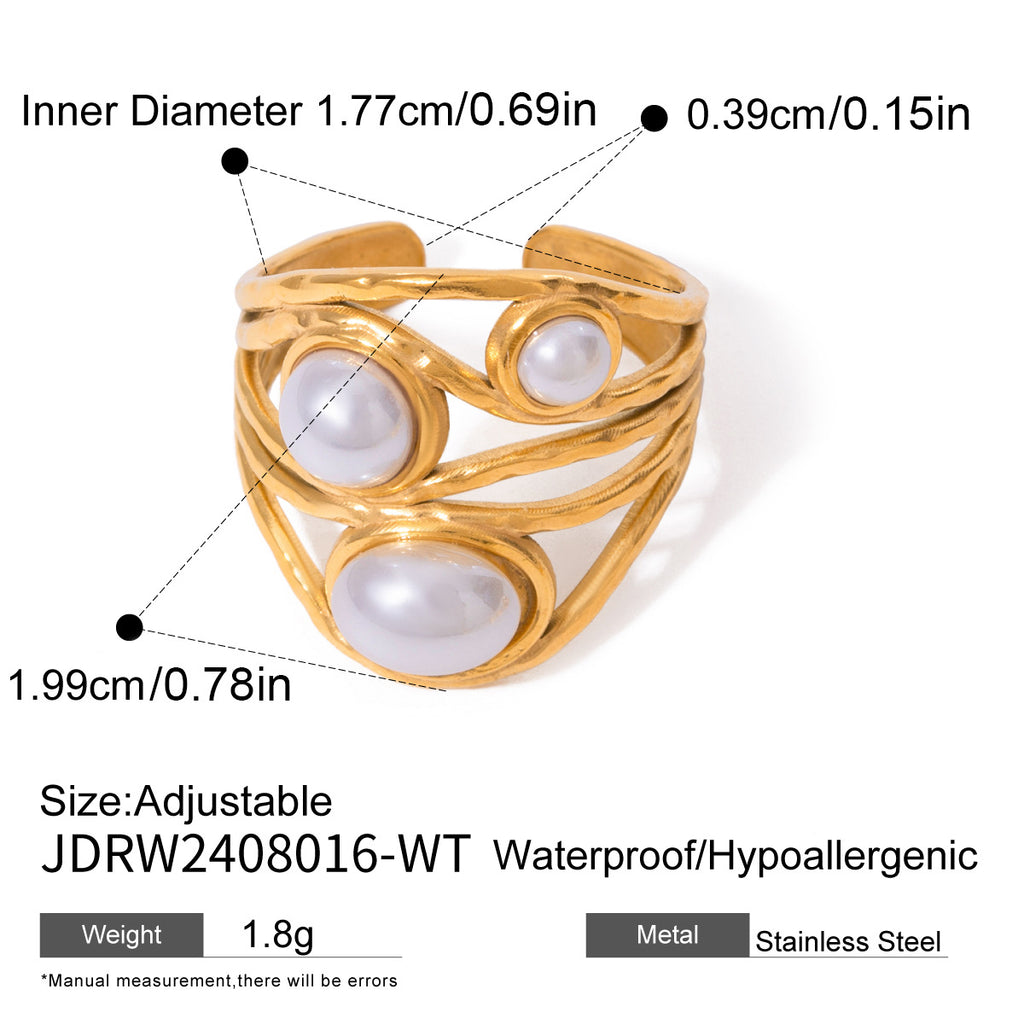 Damen Offenes Armband mit elegantem Perlendesign und hypoallergener Edelstahlverarbeitung Shop Nory