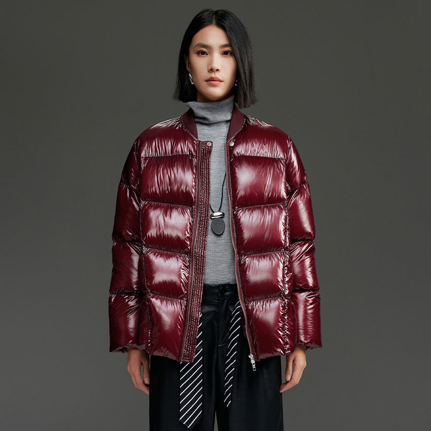 Damen Kurze gestepptte Daunenjacke mit glänzender Shell und Boxy-Silhouette Shop Nory