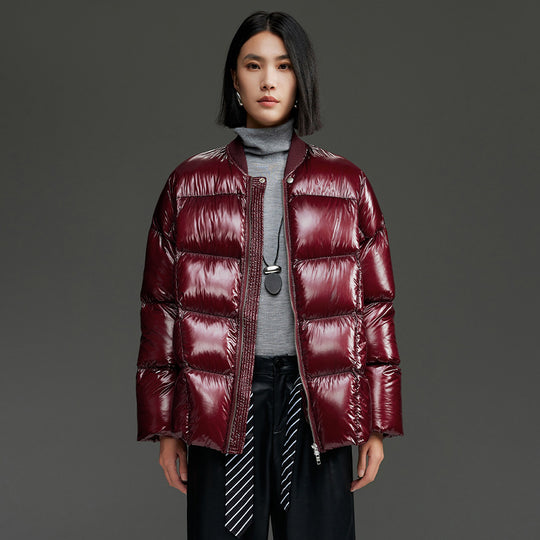 Damen Kurze gestepptte Daunenjacke mit glänzender Shell und Boxy-Silhouette Shop Nory