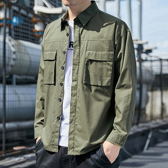 Herren Overshirt im Utility-Canvas-Look mit Brustpattentaschen und geradem Schnitt Shop Nory