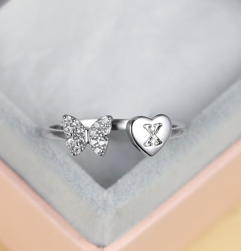 Damen Ring mit Schmetterlingsdesign und Herzmotiv Shop Nory
