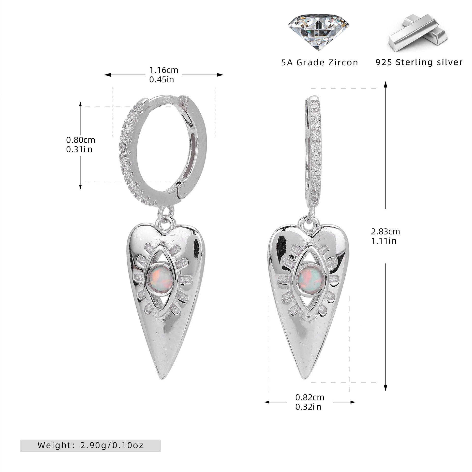 Damen Ohrhänger mit traumhaften Herzanhängern aus 925 Sterling Silber Shop Nory
