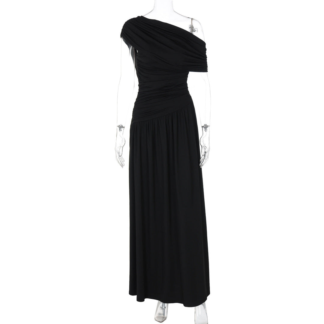 Damen Elegantes asymmetrisches Maxikleid mit Raffungen