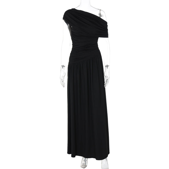 Damen Elegantes asymmetrisches Maxikleid mit Raffungen