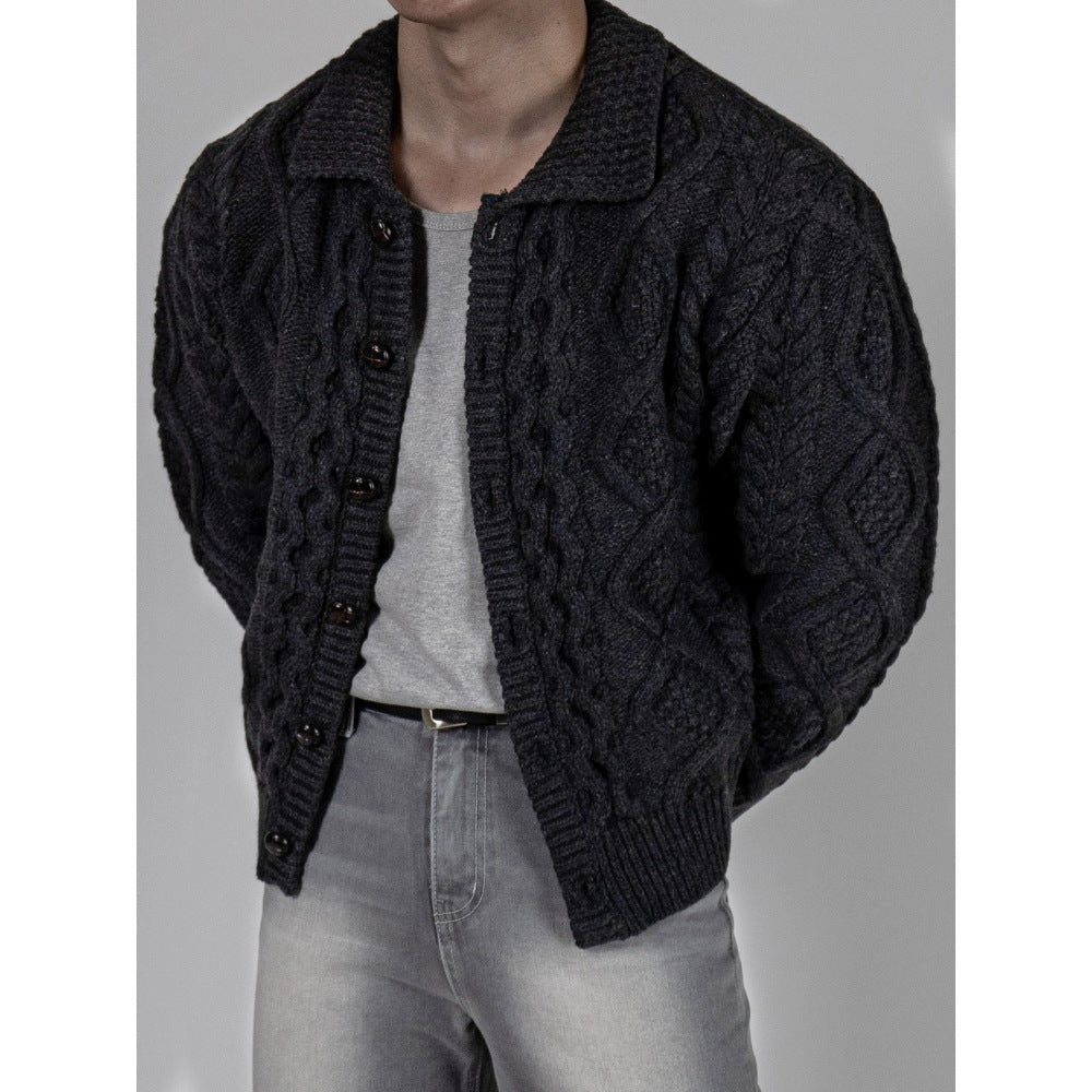 Herren Grobstrick Jacke mit Stehkragen Shop Nory