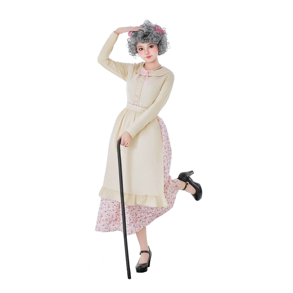 Damen Vintage-Älteren Kostüm mit Blumenmuster und Rüschendetails Shop Nory