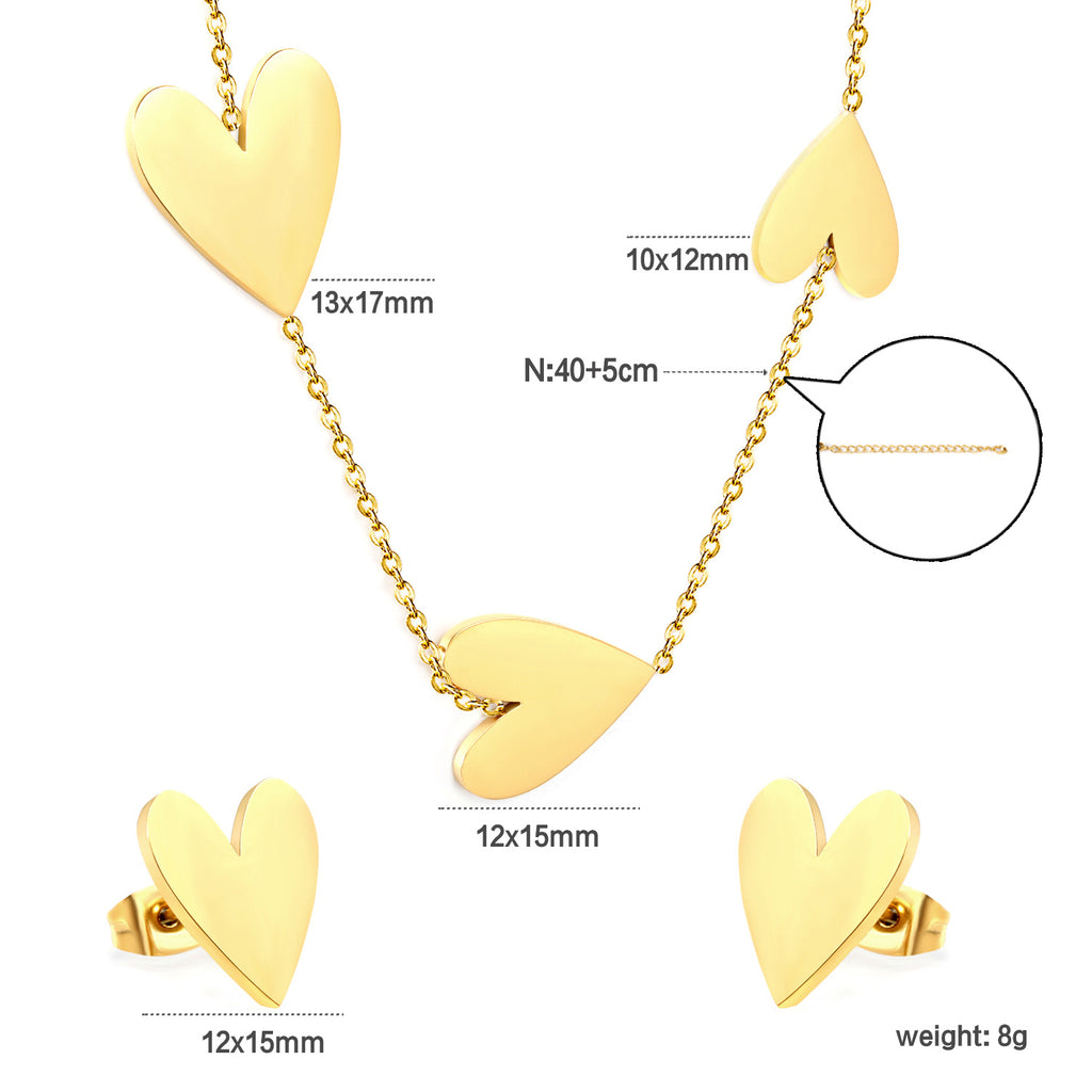 Damen Halskette und Ohrstecker Set im zeitlosen Herzdesign Shop Nory