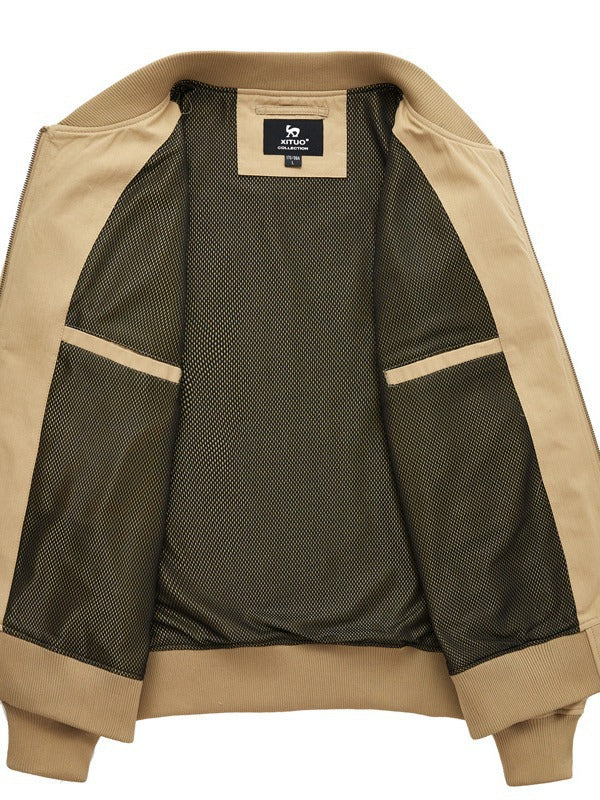 Herren leichter Canvas-Bomberblouson mit versteckter Ärmeltasche und geripptem Saum Shop Nory