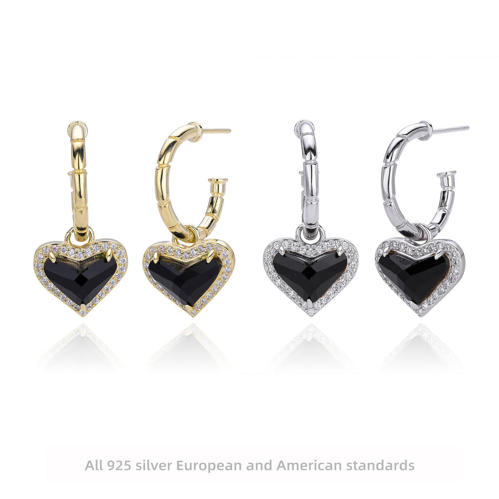 Damen Creolen mit herzförmigem Zirkon-Anhänger und goldfarbener Beschichtung Shop Nory