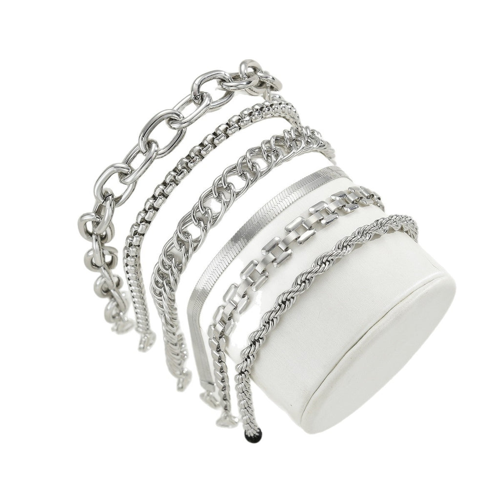 Damen Armreif-Set mit variierenden Kettenformen und strukturierten Designs Shop Nory