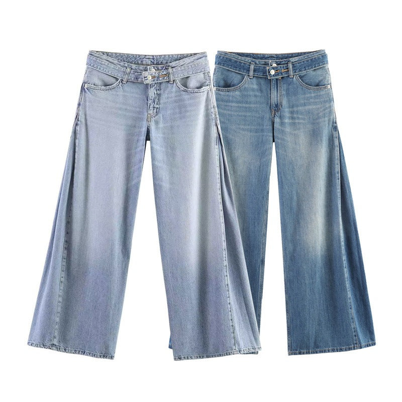 Damen Hochtaillierte weite Jeans-Culotte mit seitlichen Keileinsätzen Shop Nory