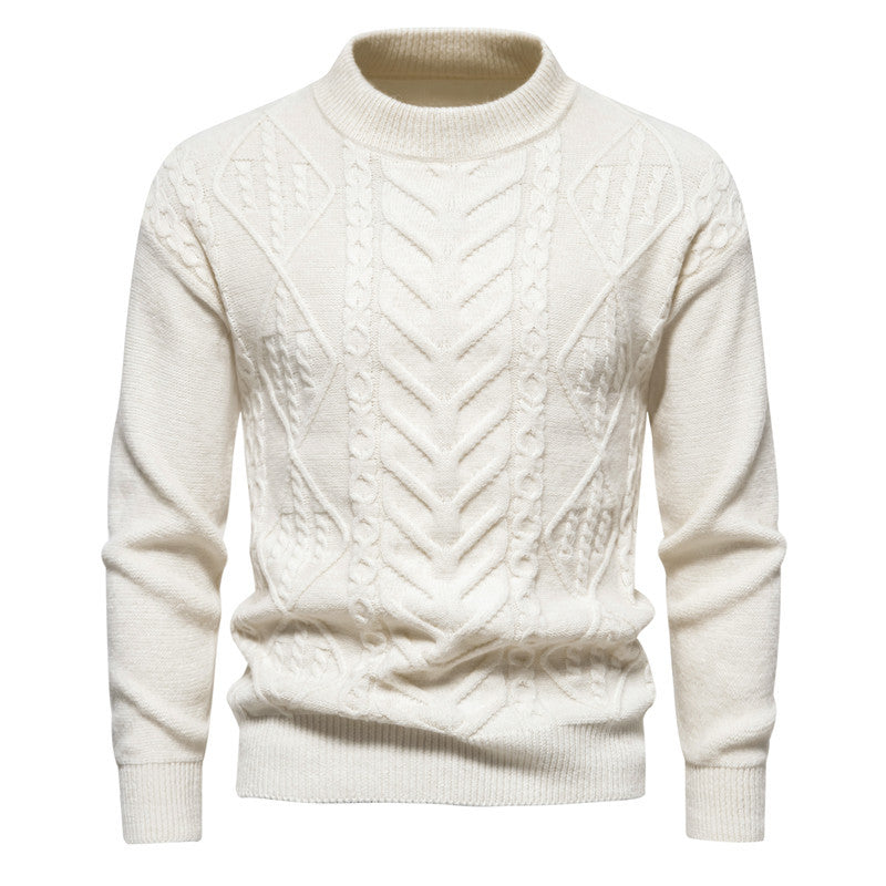 Herren Strukturierter Mockneck-Strickpullover mit Zopf- und Chevron-Muster Shop Nory