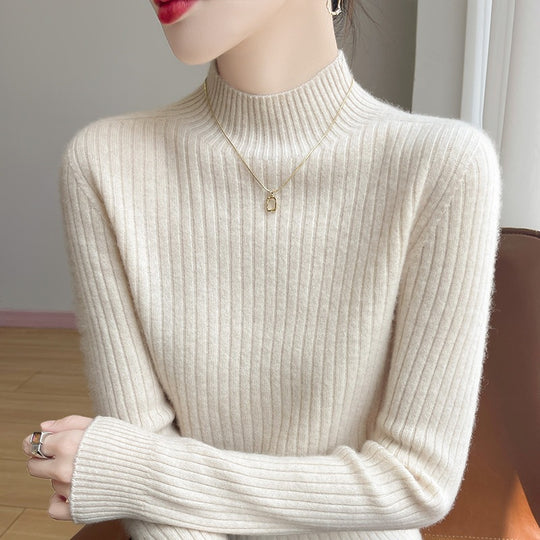 Damen Schmaler Rippenstrick-Mockneck mit extraweicher Kaschmir-Optik Shop Nory