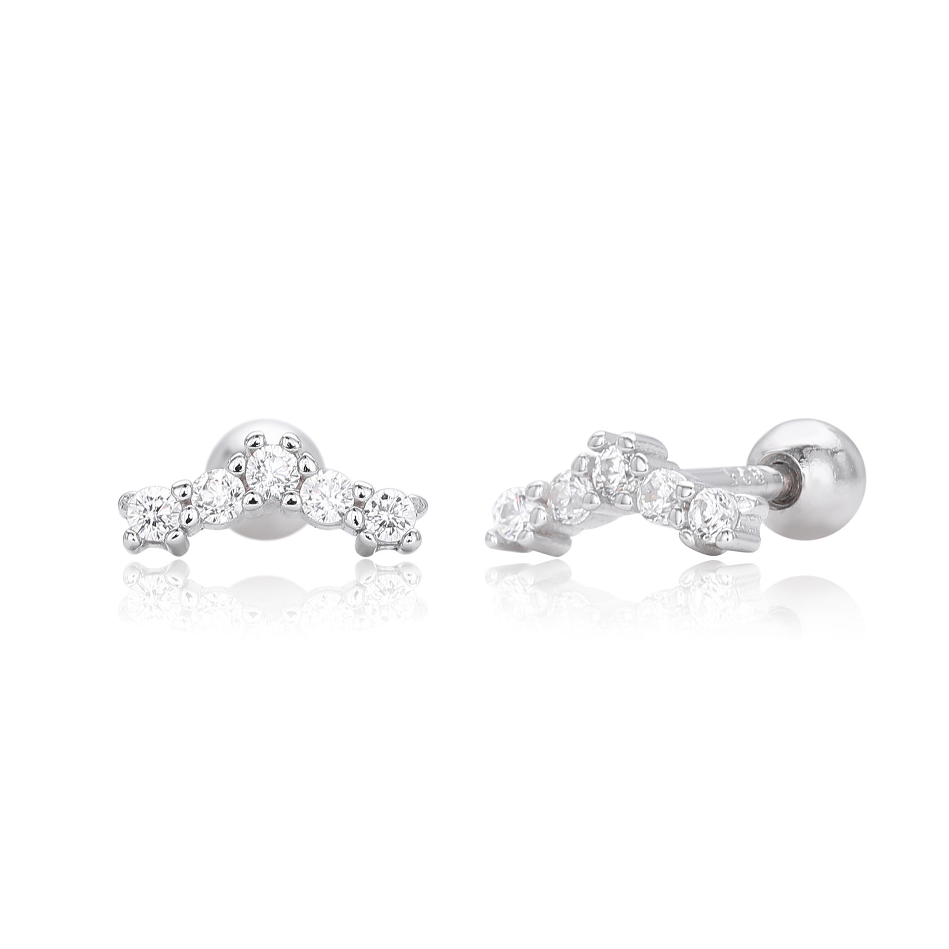 Damen Ohrstecker mit funkelnden Zirkon-Akzenten aus 925 Sterlingsilber Shop Nory