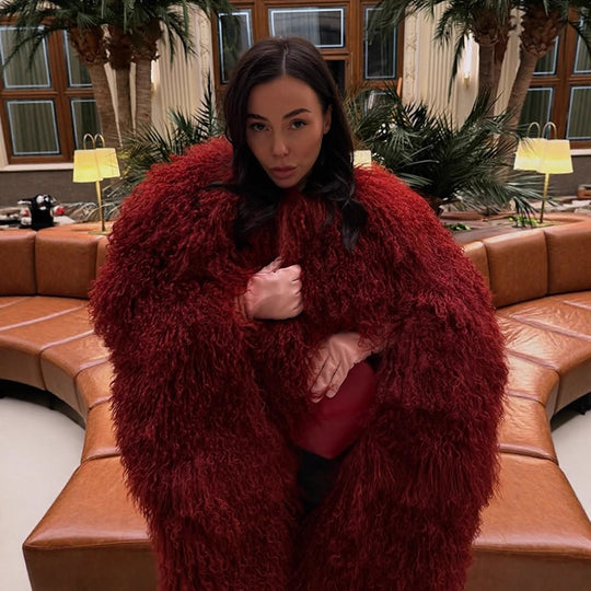 Damen Extravaganter Oversize-Fauxfur-Mantel mit langfloriger Lockenstruktur Shop Nory