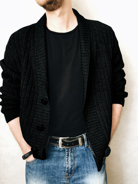 Herren Strickcardigan mit Schalkragen und Knopfleiste Shop Nory