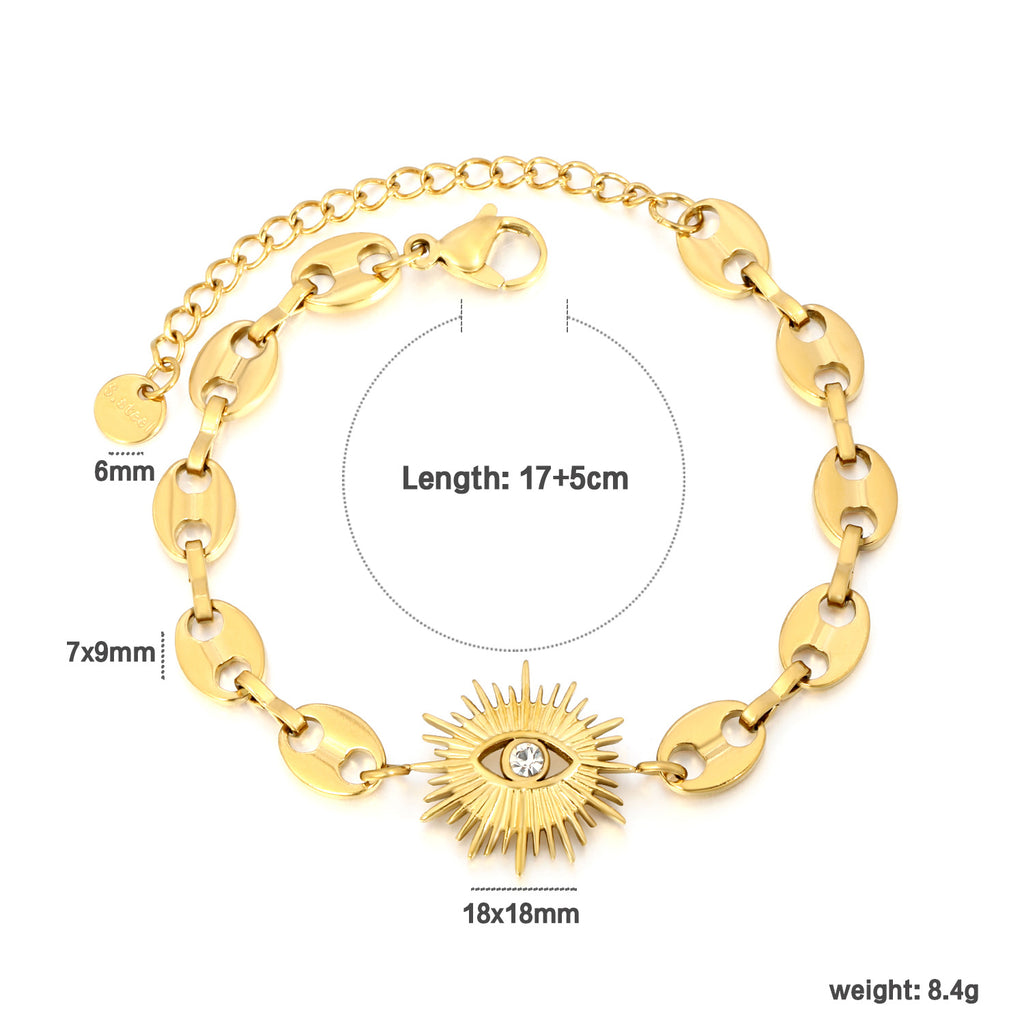 Damen Armband mit kunstvollem Augensymbol und eleganten Gliederdesign Shop Nory
