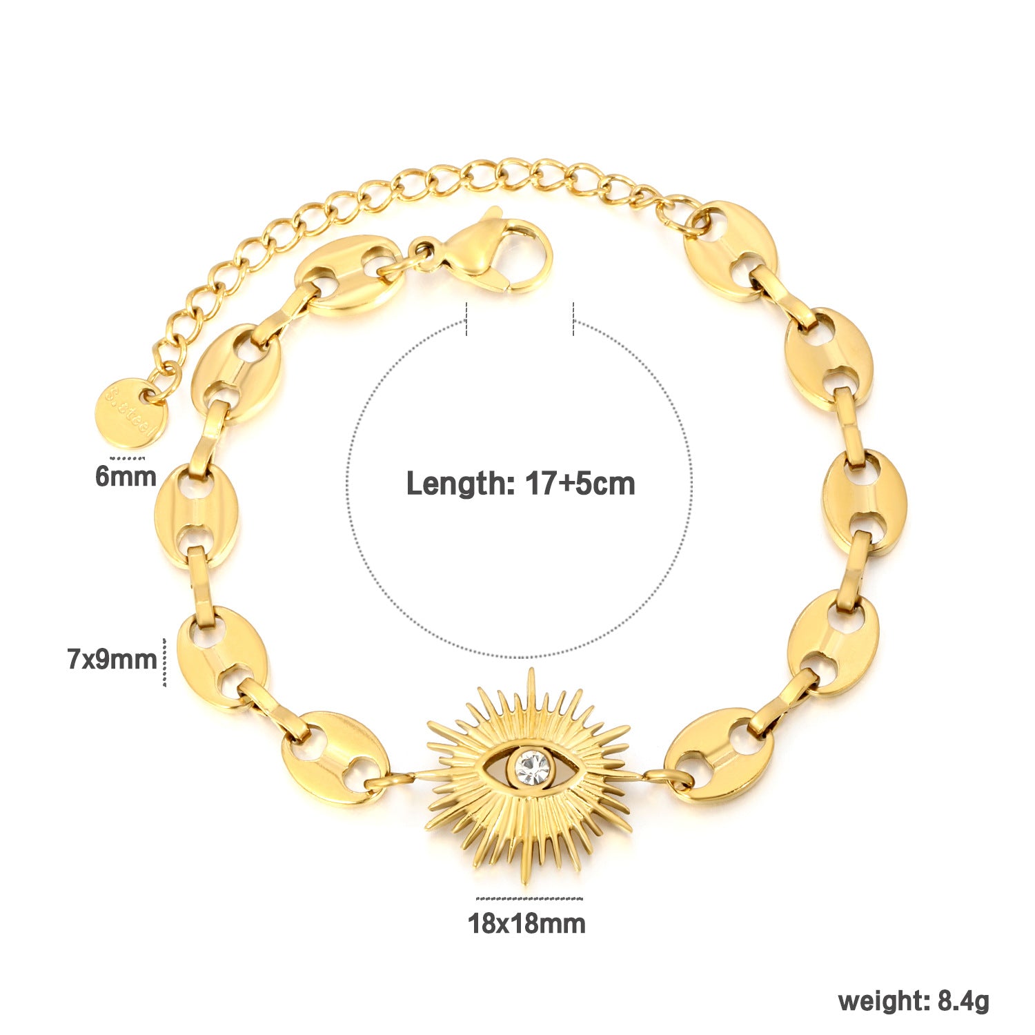 Damen Armband mit kunstvollem Augensymbol und eleganten Gliederdesign Shop Nory