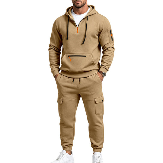 Herren Kapuzen-Sweatset mit Halbzip, Cargo-Jogger und Utility-Taschen Shop Nory
