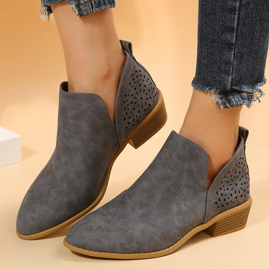Damen Elegante Ankle Boots mit luftiger Lochmuster-Optik